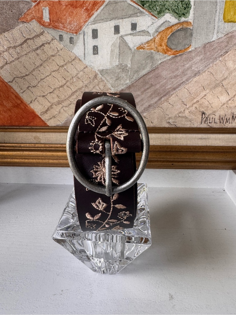 Lucky Brand Brown Belt Floral Vine Embroidered Boho